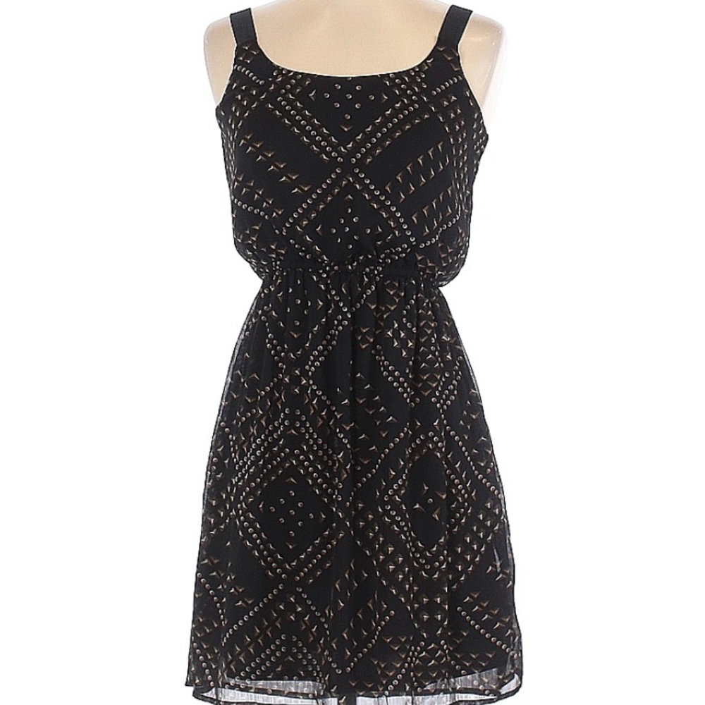 💛Xhilaration Black & Bronze Patterned Casual Dress S